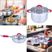 Swiss Line Bateria de cocina 12 Piezas / Acero inoxidable / Apta para todo tipo de cocina / Asas silicona roja - details 4