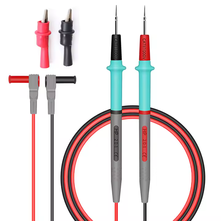 1 Par De Líneas De Prueba De Punta De Agujas De Silicona Universal Para Multímetro Cable De Prueba Con Pinzas De Alligator 20A - 1