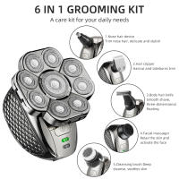 Kit De Aseo Para Hombres Cuchilla Eléctrica 9 Cuchillas Cabeza Flotante Recargable USB 6 En 1 Afeitadora Multifuncional Seco/Húmedo - details 9