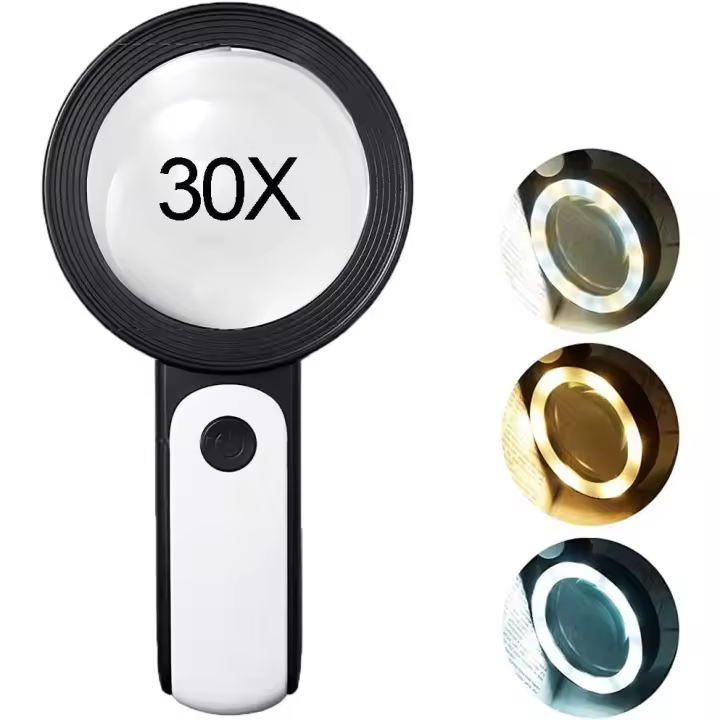 Lupa de 30 augmentos with 18 Luces LED, Lupa de Lectura con Luz Para Lectura, relejería, pasatiempo, manualidades, MonedasSells, Joyas - 1