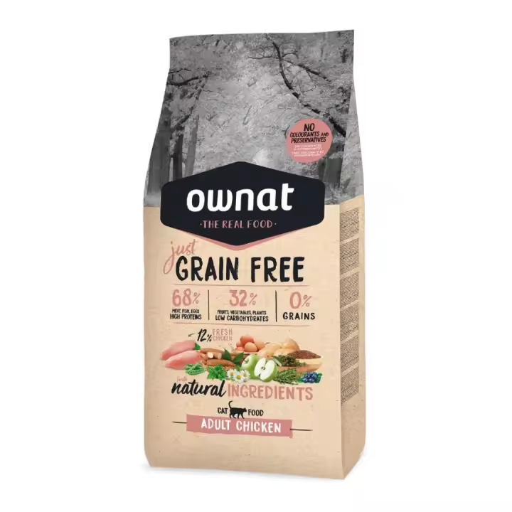 Ownat Just Pollo Adulto Gato Sin Cereales - 8 kg - Alimento para Gatos - ANIMALUJOS - 1