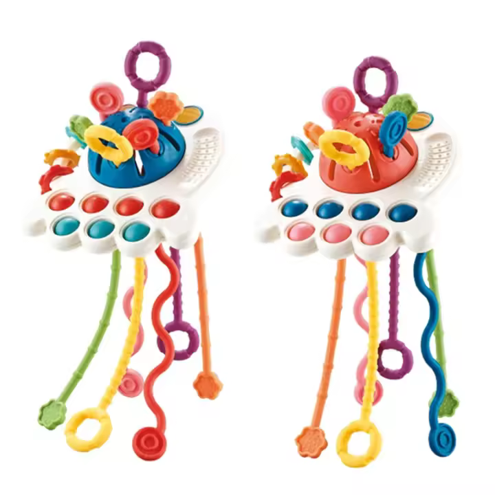 Juguetes Sensoriales Montessori De Silicona Pulpo Con Cuerda Para Bebé Juego Interactivo De Desarrollo Infantil En Preescolar - 1