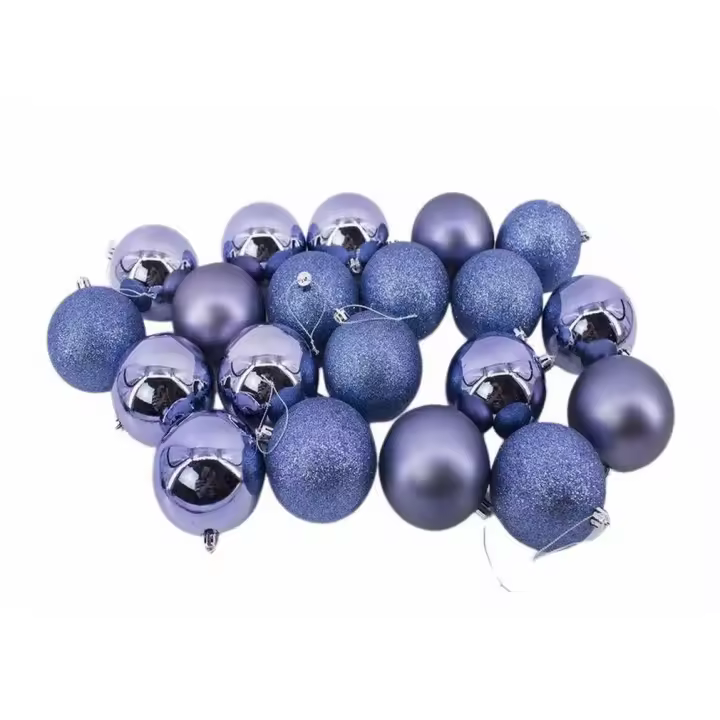 Gerimport Pack de 20 Bolas de Navidad Motley Azul 8 Cm - Adornos Navideños - 1
