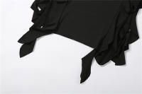 Vestido De Verano Para Mujer Kliou Alto Rodilla Estilo Callejero Fibra Láctea Sin Mangas Cuello Sin Hombros Cintura Natural Silueta Ajustada - details 7