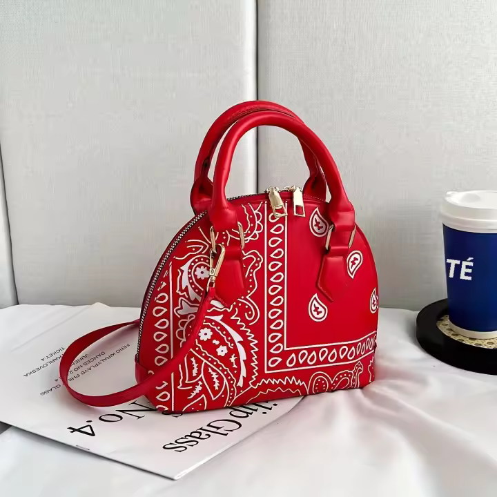 Bolso De Hombro Grande Con Manija De Flor De Cashew Y Diseño De Concha Resistente Al Agua Para Mujer Bolso De Bandolera Casual De PU - 1