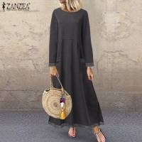 Vestido De Crochet De Encaje Otoño ZANZEA Invierno Para Mujer Sudadera Con Capucha Manga Larga Suéter Pullover De Fleece Sundress De Cuello Redondo Longitud Hombros - details 7