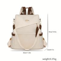Mochila Antirrobo para Mujer - Elegant Bolso de Viaje y Comunicación de Nylon Bicolor with Correas Ajustables, Gran Capacidad, Diseño Blanco y Marrónes, Herrajes en Tono Dorado, Mochipa para Viajes - details 0