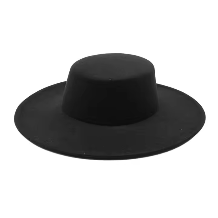 Sombrero De Paja Negra Para Mujer Estilo Clásico Y Moderno Fedora Formal Con Ala Ancha Sombrero Derby Plano Para Iglesia - 1