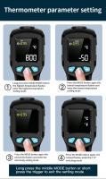 Termómetro Infrarrojo Digital No Contacto Con Imagen Láser Y Alarma De Luz LCD Medidor De Temperatura Y Humedad Téléhill - details 7
