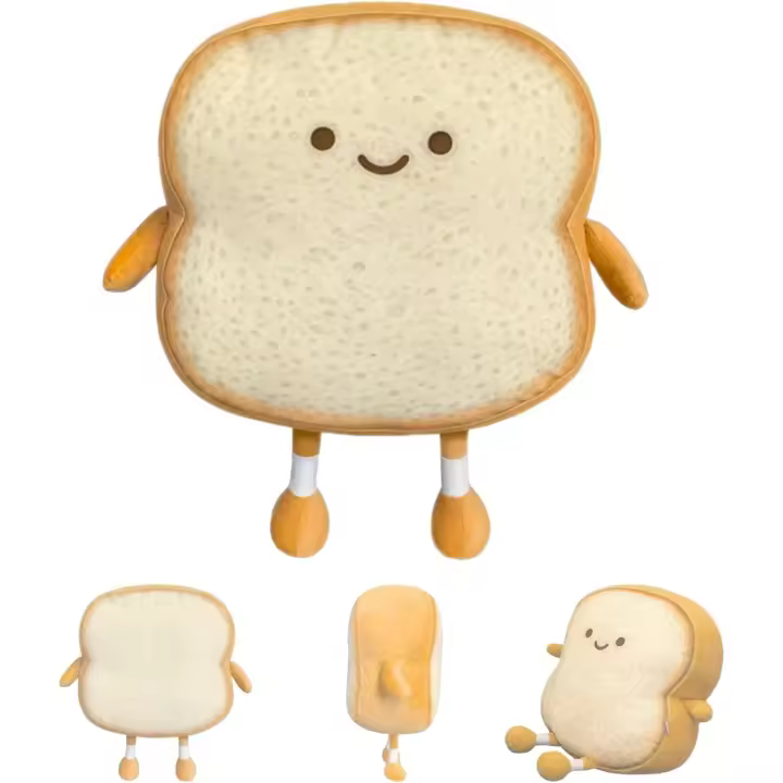 Almohada de pan tostado, juguete de peluche suave, almohada de peluche con forma de pan divertido, juguete de muñeca, almohada de tiro en 3D, juguete de dibujos animados - 1