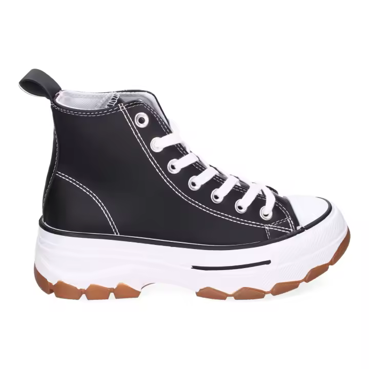 Zapatillas abotinadas de polipiel para mujer color negro EV100P - 1