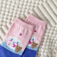 Calcetines Disney Miniso Cinnamoroll Para Mujer Azul De Algodón Peinado Medio Tubo Estilo Lindo Con Perro Dibujos Animados - details 6