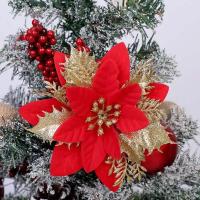 Flores De Navidad Artificiales Brillantes 14.5cm Decoración Para Árbol De Navidad Adornos Para Año Nuevo Y Día De San Valentín - details 0
