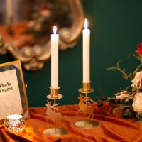 Candelabros de reno con decoración de lazo navideño, juego de 2 candelabros dorados, centros de mesa decorativos con candelabros de ciervo - details 1