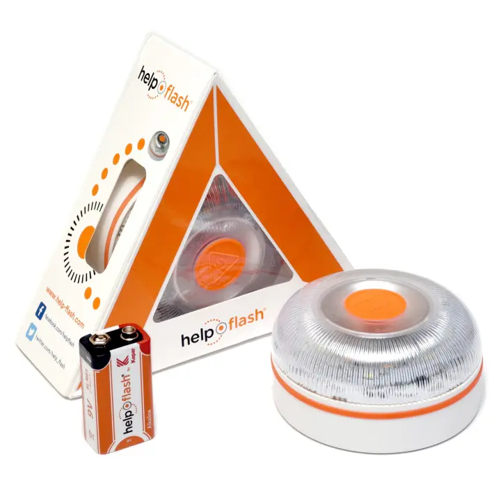 Help Flash - Baliza de Emergencia Compacta y Ligera con Señal V16 de Peligro y Linterna Homologada - 1