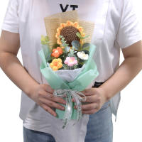 Regalo De Cumpleaños Para Mujer: Bouquet De Flores De Algodón Cashmere Con Girasoles Margaritas Rosas Para Aniversario Boda Fiesta De Enlace Regalo Para Madre - details 7