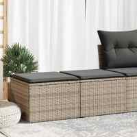 vidaXL Set sofás jardín y cojines 2 pzas ratán sintético acacia beige en color beige y gris/Gris claro/Negro y crema y más | acolchados duraderos para sofás de jardín terraza exterior - details 5
