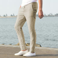 Pantalones De Lino Y Algodón Para Hombre Transpirables De Color Sólido Estilo Casual Para Otoño Ajuste Regular Cierre Elástico - details 24