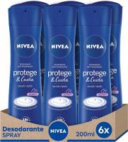 NIVEA Protege & Cuida Spray en pack de 6 (6 x 200 ml), desodorante antitranspirante con el aroma de NIVEA Creme, spray desodorante con 0% alcohol     【ROUA】 - details 0