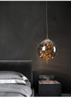 Lámpara Colgante LED Moderna De Vidrio Iluminación De Techo Fijación Por Cuerda Decoración De Dormitorio Luminaire Chandeliers - details 3