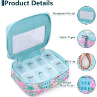 Caja Organizadora De Pastillas Semanal Para Viaje Porta Vitamina Y Suplemento Ecológico De Tela Rectangular 7-Días - details 3