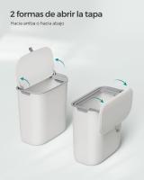 Cubo de Basura Colgante de 9L para Cocina - Montaje en Pared o Puerta de Armario, con Tapa para Residuos, Ideal para Debajo del Fregadero, Blanco o Gris - details 2
