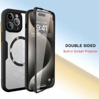 Funda Protectora Completa 360 Para iPhone 14 15 pro Max 11 12 13Pro 14Plus 15Plus Con Montaje En Coche Magnético Y Pantalla Transparente Anti-Scratch Dual Layer Non-Slip - details 7