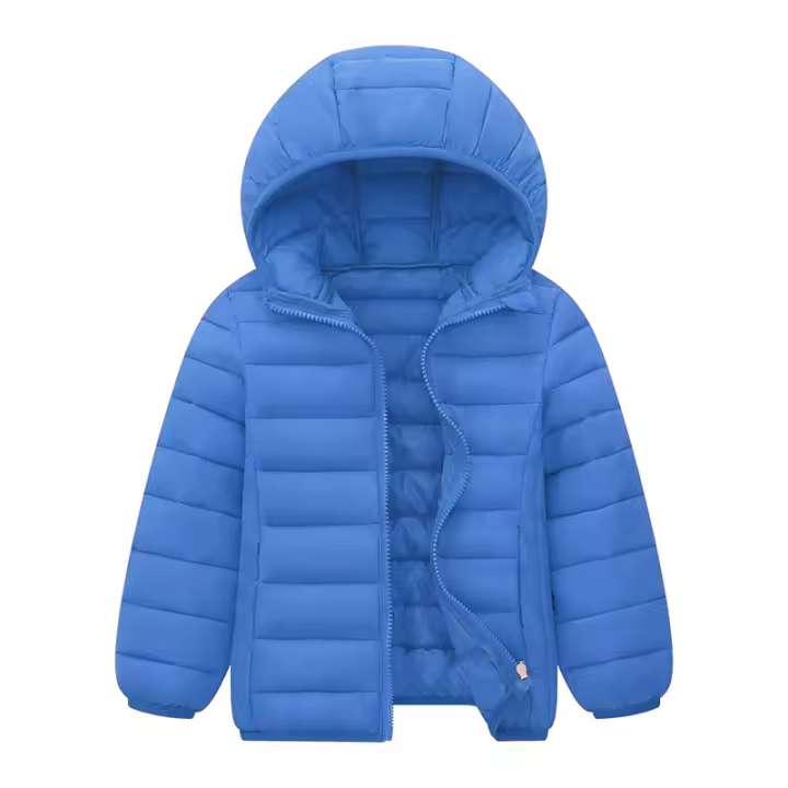 Chaqueta De Poliéster Para Niños Y Niñas Con Capucha Aislante Ligera Para Otoño E Invierno Cierre De Cremallera Estilo Moda Tallas Para 6-14 Años Colores Negro Azul Gris - 1
