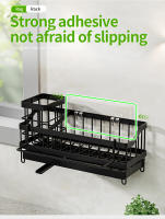 Estante De Desagüe Para Esponja Y Toalla De Cocina En Negro Soporte De Limpieza Montado En La Pared Estilo Contábanero - details 4