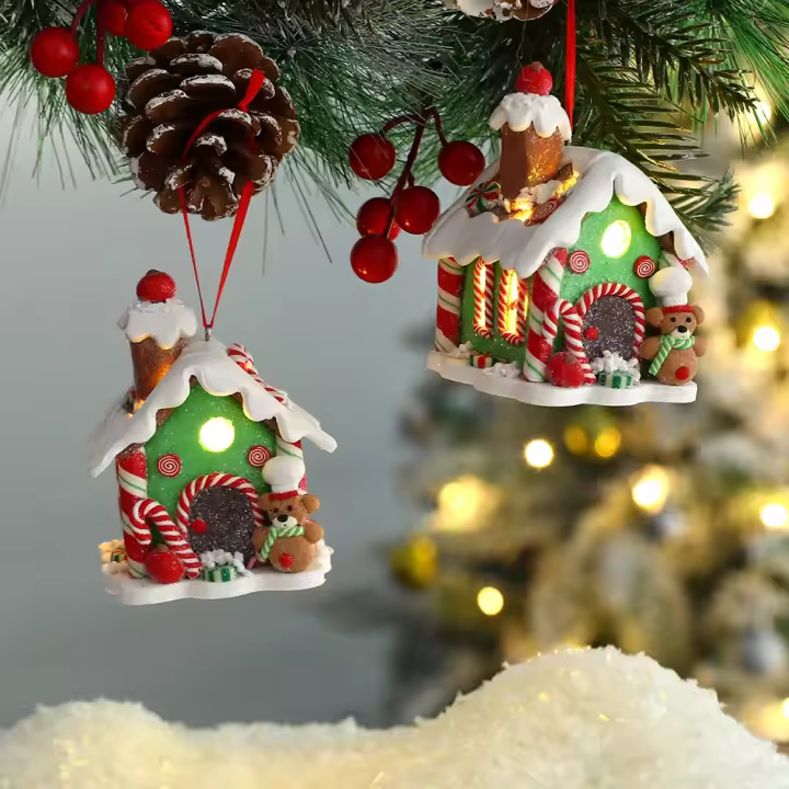 Luz De Colgante LED De Tema Navideño Con Figuras De Pascuero Y Galletas Decoración De Casa Para Año Nuevo Y Fiesta En El Árbol De Navidad - 1