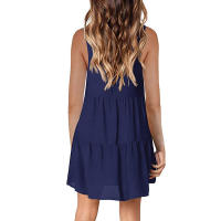 Vestido De Verano Para Mujer Estilo Casual Color Sólido Vestido Sin Mangas Cuello En V A-Line Largo Mini Polyester - details 8