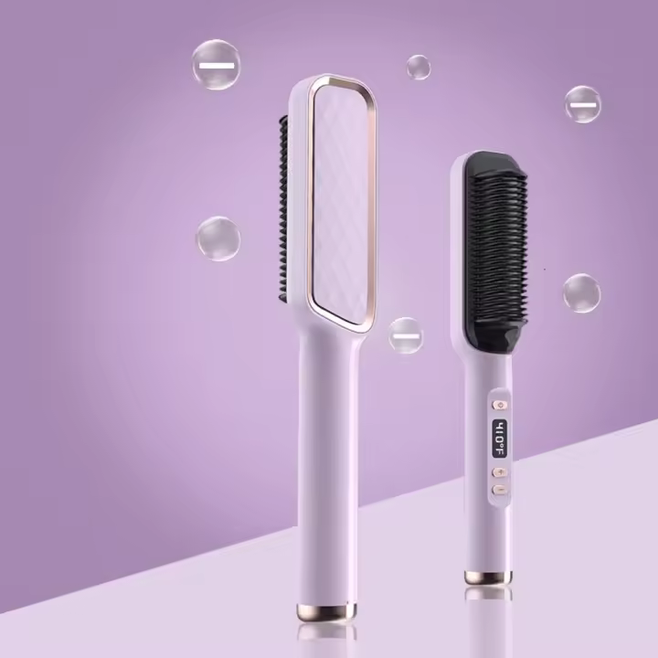 🎁【Detalles para Mamá】Cepillo alisador de pelo iónico negativo, peine caliente con pantalla LED, antiquemaduras, apagado automático, calentamiento rápido, 30 ajustes de temperatura para casa, de viaje y salones de belleza - 1