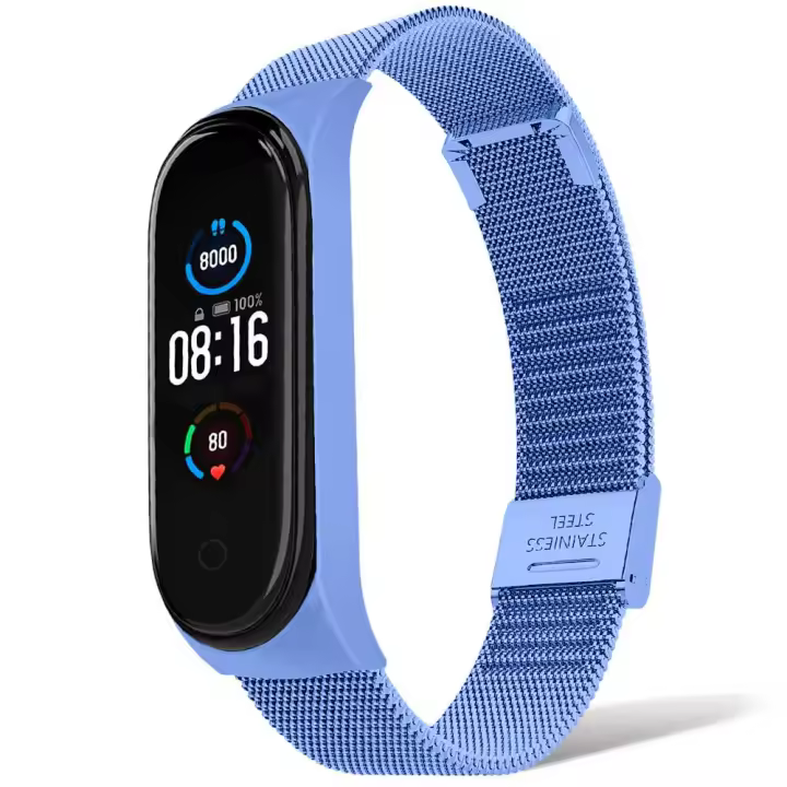 Ociodual Correa Metálica Compatible con Xiaomi Mi Smart Band 5 6 Azul Claro Pulsera de Recambio Repuesto Acero Inox Brazalete - 1