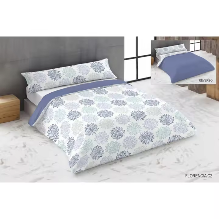 Hosteline - Juego de funda nórdica Hosteline FLORENCIA Azul Cama de 180 3 Piezas - 1