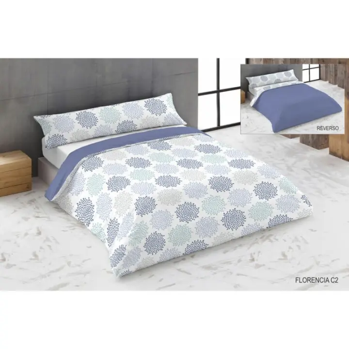 Hosteline - Juego de funda nórdica Hosteline FLORENCIA Azul Cama de 180 3 Piezas - 1