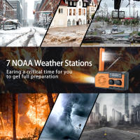 Radio Portátil De Mano Con Crank Solar Y USB 5000mAh LED De Emergencia Flashlight Power Bank AM/FM/WB NOAA Weather Radio Para Exteriores - details 4
