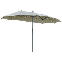 Outsunny Sombrilla Doble de Jardín con 48 Luces LED Solar 450x265x240 cm Parasol Grande de Exterior con Manivela Protección Solar para Terraza Balcón Piscina - details 0