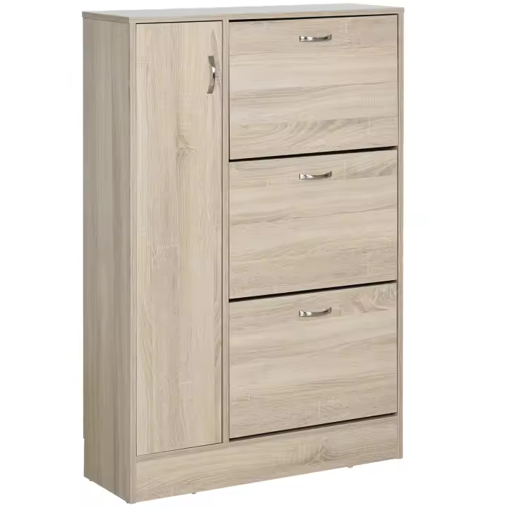 HOMCOM Armario Zapatero de 2 en 1 para Zapatos Mueble Almacenaje Paraguas Gran Espacio Estante Ajustable en 2 Niveles Capacidad de 12 pares 79x26x120 cm Madera - 1