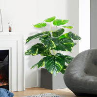 Planta Artificial De Monstera Grande 75cm Con 24 Hojas Falsas Plásticas Para Oficina Jardín Hojas Tropicales Verdes Para Decoración De Sala De Estar Y Fiesta Hawaiiana - details 2