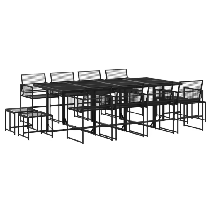 vidaXL Set de comedor de jardín 13 pzas ratán sintético negro - 1