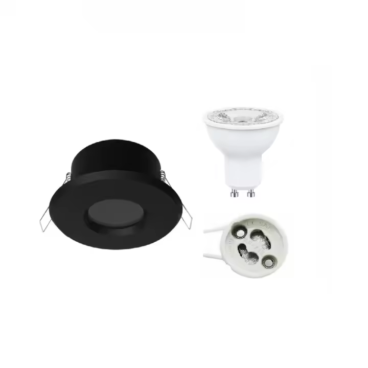 Combo de Aro Fijo Exterior Blanco, Negro o Cromado con Dicroica LED GU10 - Blanco Frío/Neutro/Cálido - Marca DEMASLED - 1