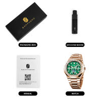 Reloj De Cuarzo Para Hombres SAPPHERO En Color Rosa Oro Resistente Al Agua Con Diamantes Reloj De Pulsera Moda Regalo Nuevo Material De Correa Acero Inoxidable - details 4