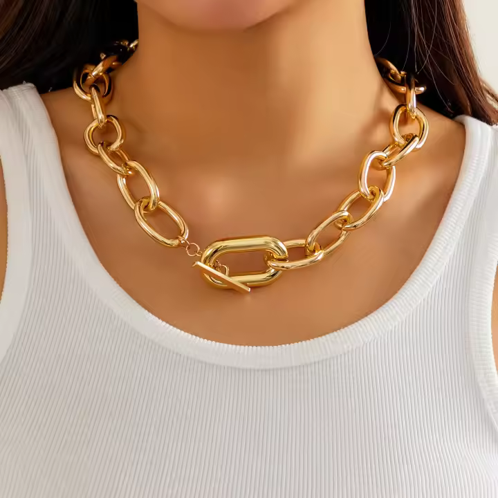 Collar Punk Lacteo Gordo Cadena Gruesa Para Mujer Collar De Encaje Sencillo Joyería Para Fiesta Accesorios De Cuello Para Niñas - 1