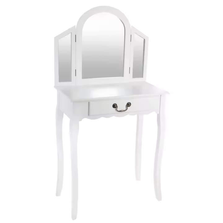 Tocador Aurell con Espejo y Cajón Blanco 65cm - 1