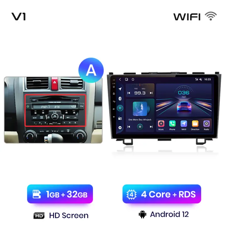 Junsun Radio Coche para Honda CR-V 3 RE CRV 2007 2008 2009 2010 2011 Inalámbrico CarPlay Android Auto AI Voice 2 din Pantalla Coche Android Auto Multimedia Navegación GPS Auto radio - 1