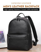 Mochila De Cuero Genuino 100% Para Hombres Moda Natural Negocios Lujo Con Capacidad Para Portátil De 15.6 Pulgadas Bolsa Escolar Para Estudiantes Y Chicos - details 0