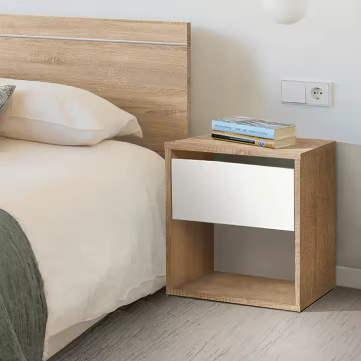 Venprodin - Mesita De Noche Juvenil Con 1 Cajón 42X40X28 Cambrian-Blanco / Blanco - 1