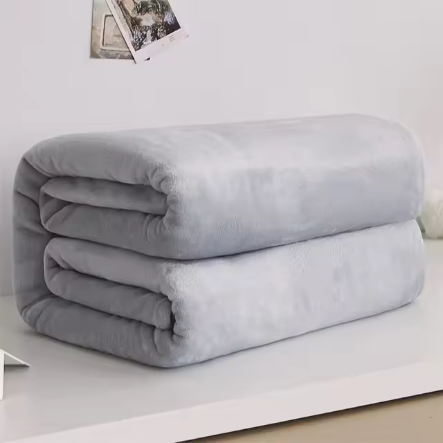 Manta De Felpa Coral Suave Y Cálida Para Camas Faux Fur Mink Tela De Plisado American Style Estilo Invierno Cubierta De Sofá Color Sólido Manta De Viaje Para Adultos - 1