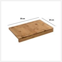 New Planet® Tabla Cortar Bambú Natural con Borde  35x24x4cm / 45x34x5cm | Tablero para Picar Alimentos Multifuncional Verduras Frutas Carne Herramientas Almohadilla Encimera Gruesa Duraderas y Resistentes Utensilios de Cocina Antideslizante Fácil Limpiar - details 3