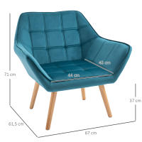 Sillón chaise longue individual, terciopelo, Pitas elevadas, aterciopelado poliéster, estilo esbandinava, 64x62x72,5 cm - details 6